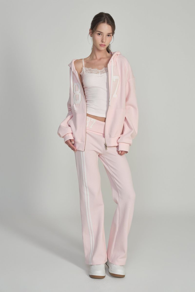 87 Waffle hooded zip-up, Pink