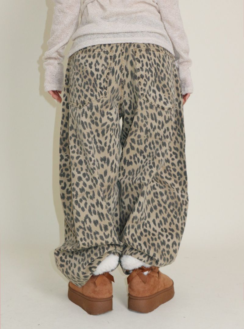 (Leopard Item) Kiya leopard printed balloon-fit wide pants