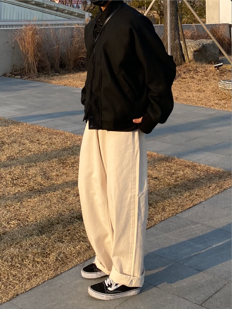 Ivory balloon wide pants