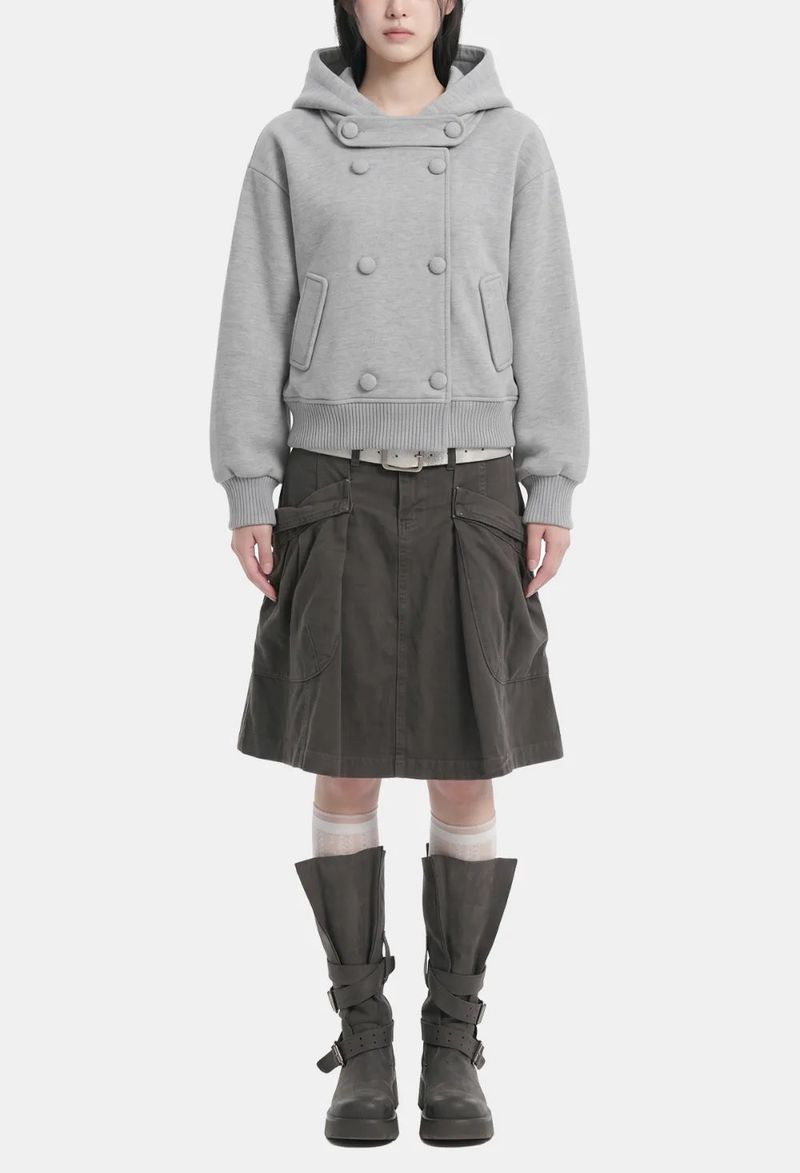 Milly Double-Button Hood Jumper