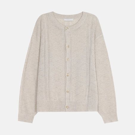 Ropi Punched Linen Knit Cardigan