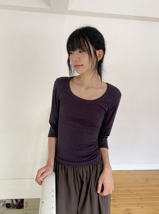 BAON（バオン）の「Shady Basic Round Three Quarter Tee（Tops）」