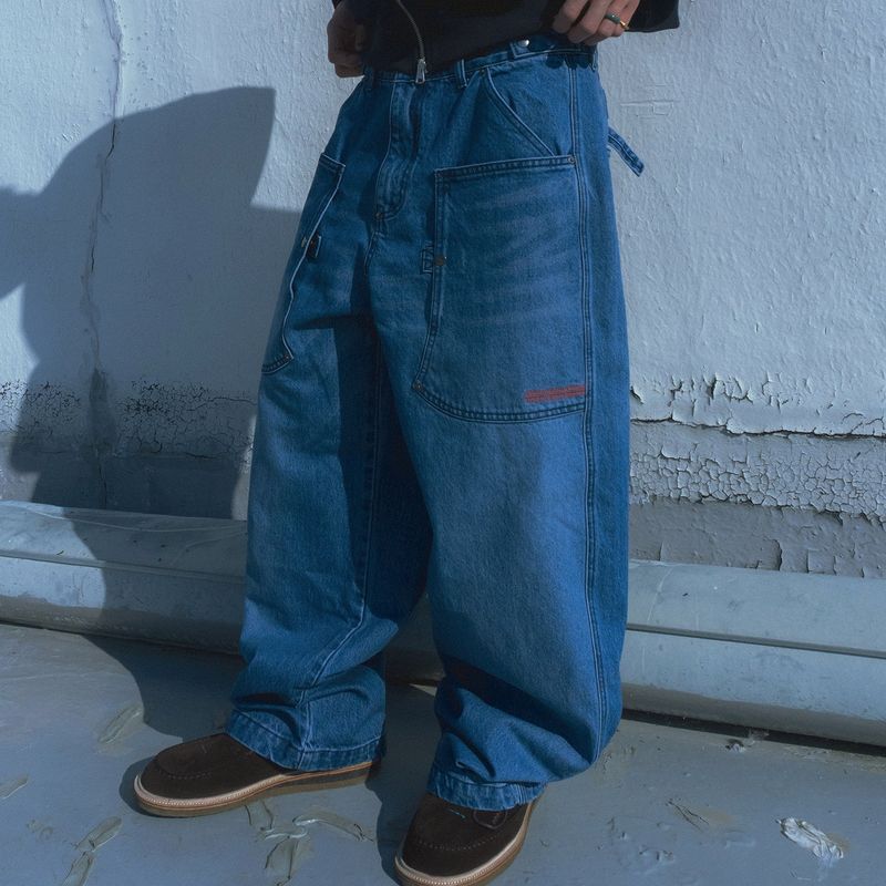 Army denim work pants / Mid blue