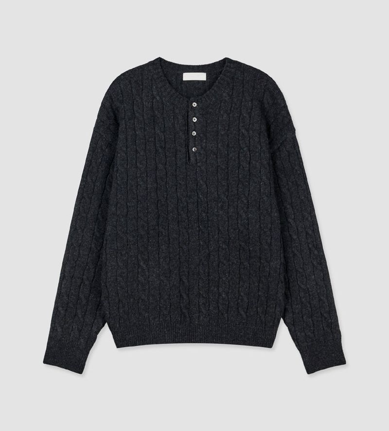 No.1512 A henley cable KNIT (5color)