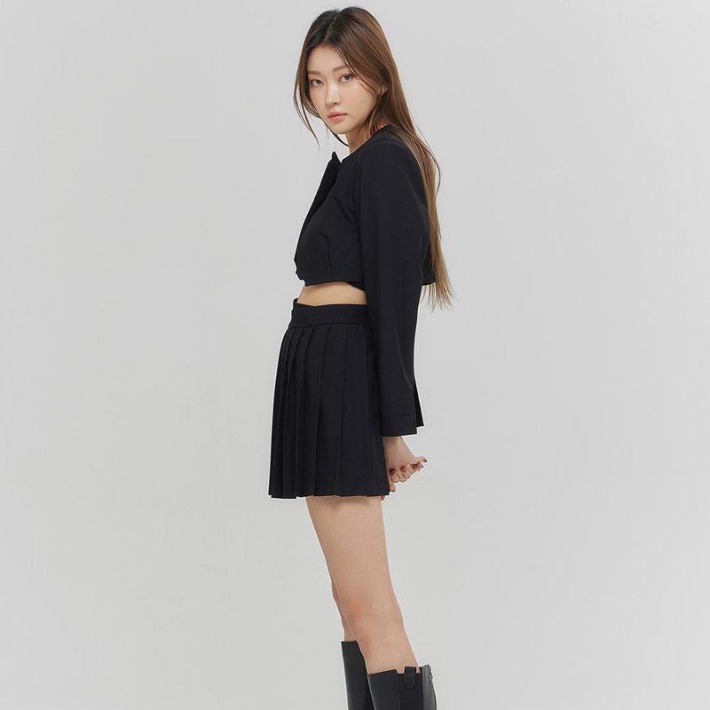 CUTTING CROSS CROP JACKET BLACK