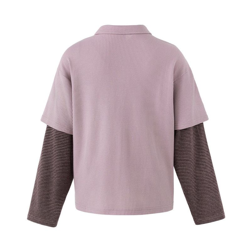 Preppy Layered Stripe Polo Sweatshirt