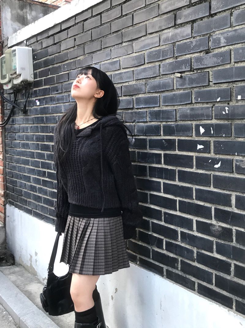 Aki Checkered Pleats Skirt