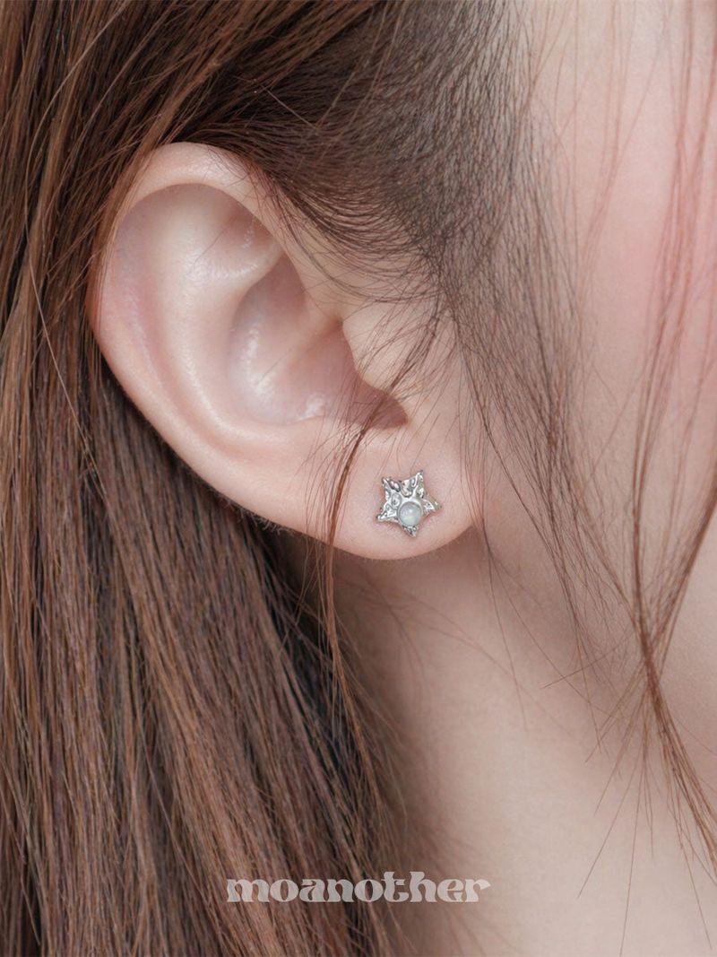 [Silver Post] Mini Moon Star Earring