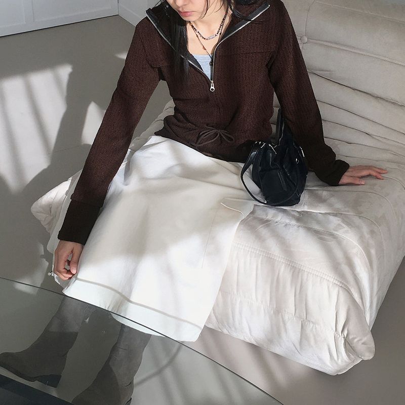 Tarp Fleece Cotton Cargo Two Way String Long Skirt