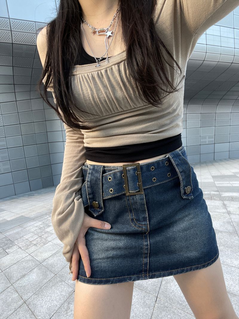 airy Off-Shoulder Shirring Long sleeve