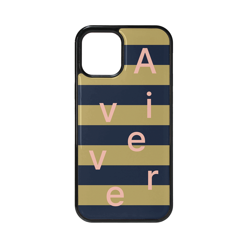 Avivere（アビベール）の「[MADE] stripe logo glass bumper case(khakinavy-s)（Smartphone Accessories）」
