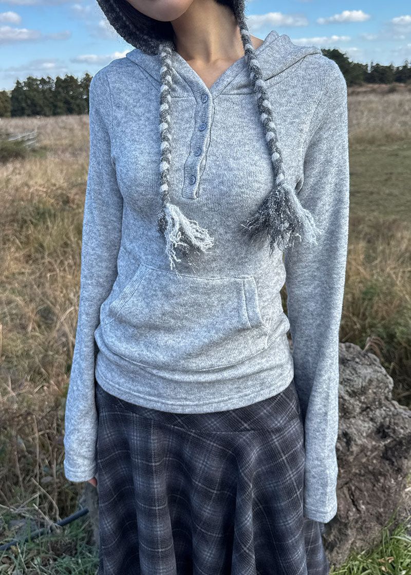 eon（イオエン）の「WOOL BUTTON HOOD TEE（Tops）」