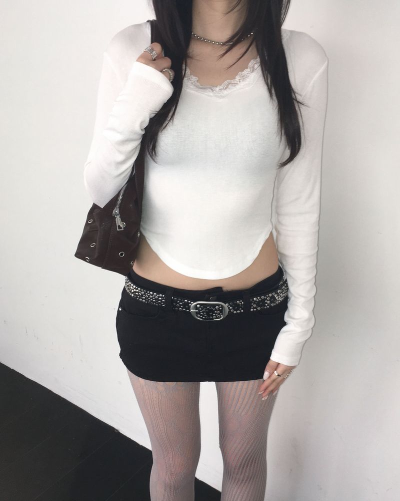 Stud skirt pants