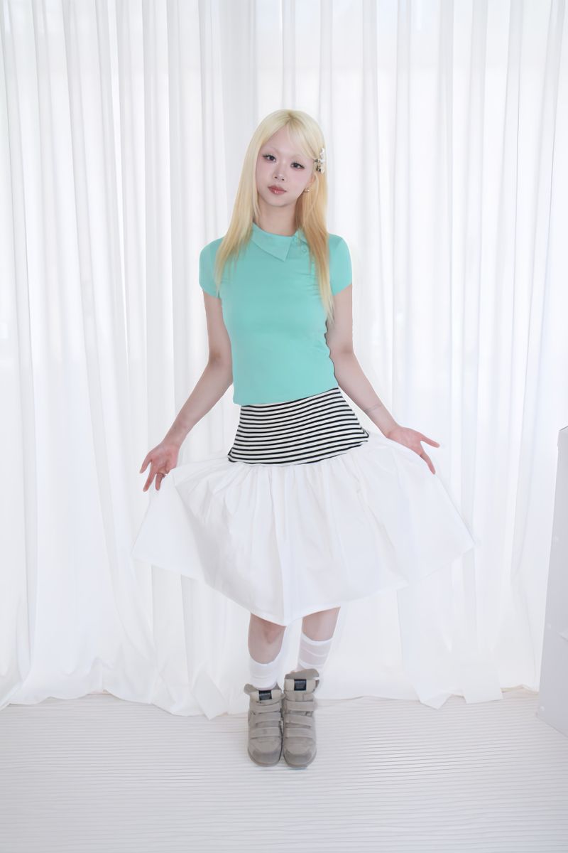 SIDE BUTTON COLLAR TEE (2COLOR)