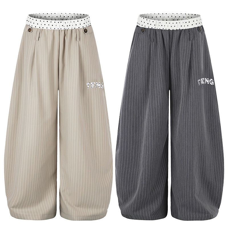 Olive Vintage Stripe Wide Pants