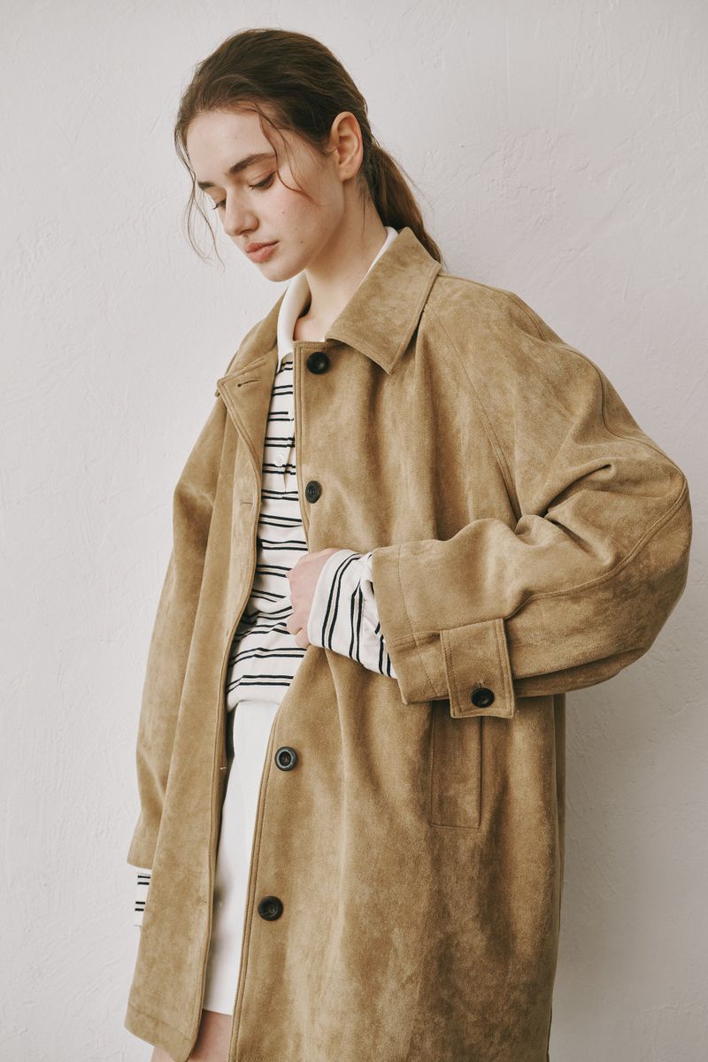 Suede half coat (Beige)