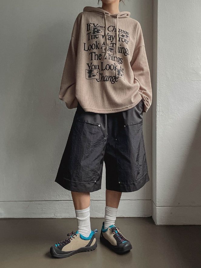 City Double Knee Rivet Bermuda Pants