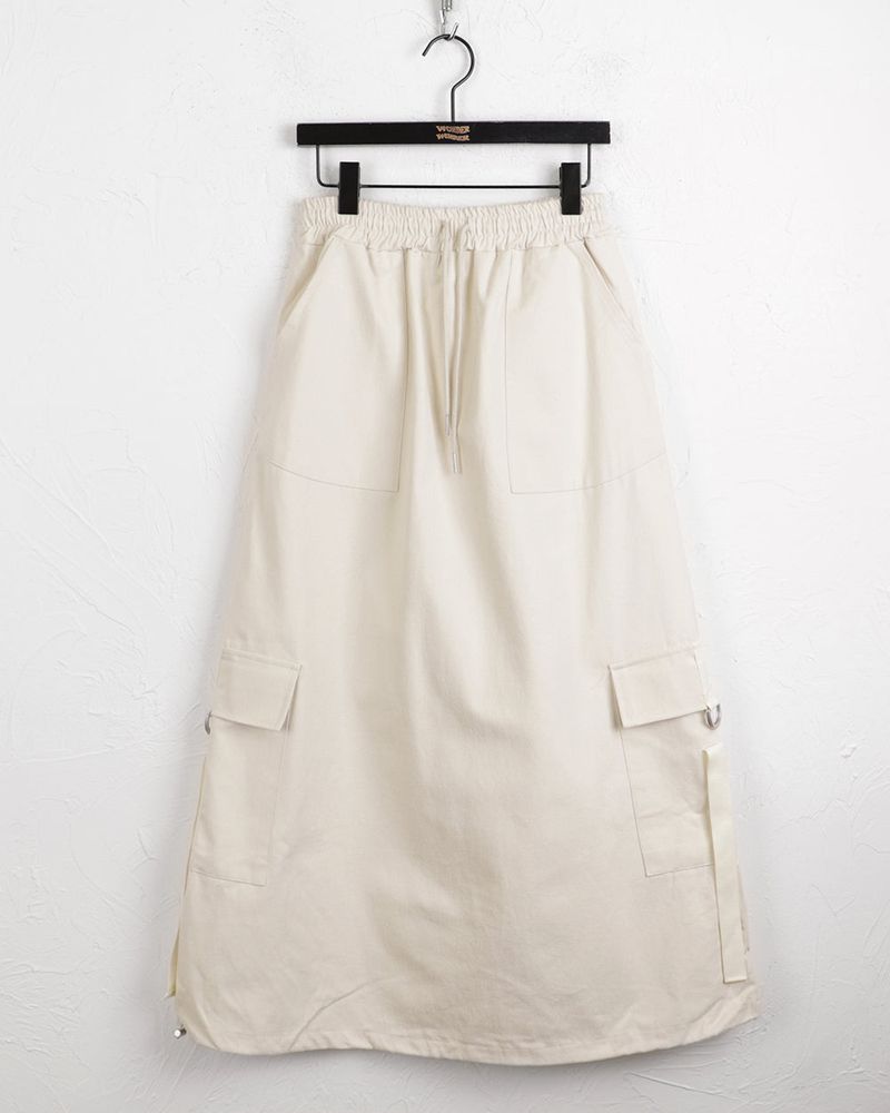 Tarp Fleece Cotton Cargo Two Way String Long Skirt