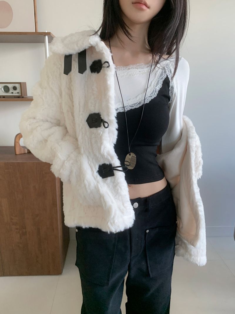 Coco Duffle High-Neck Short Fur Jacket