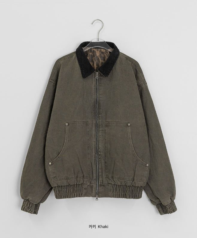 Lano Washing Color Matching Collar Work Jacket