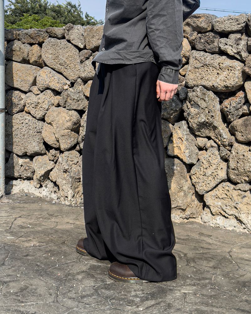 Drape Belted Wide Slacks