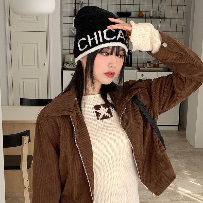 Zeta Lettering Colored Knit Beanie Hat