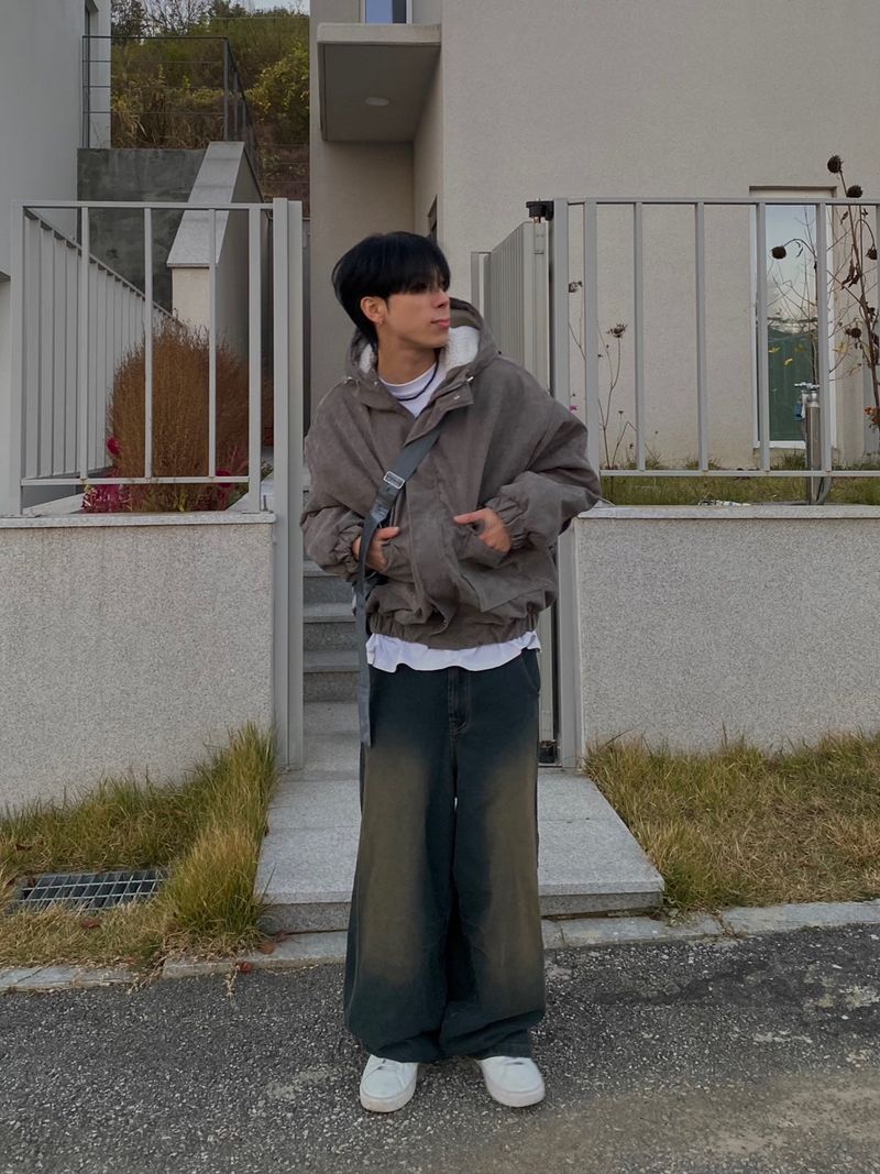 Mud Washing balloon denim pants