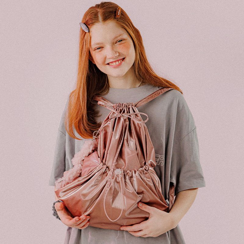 METALIC STRING BAG (DEEP PINK)