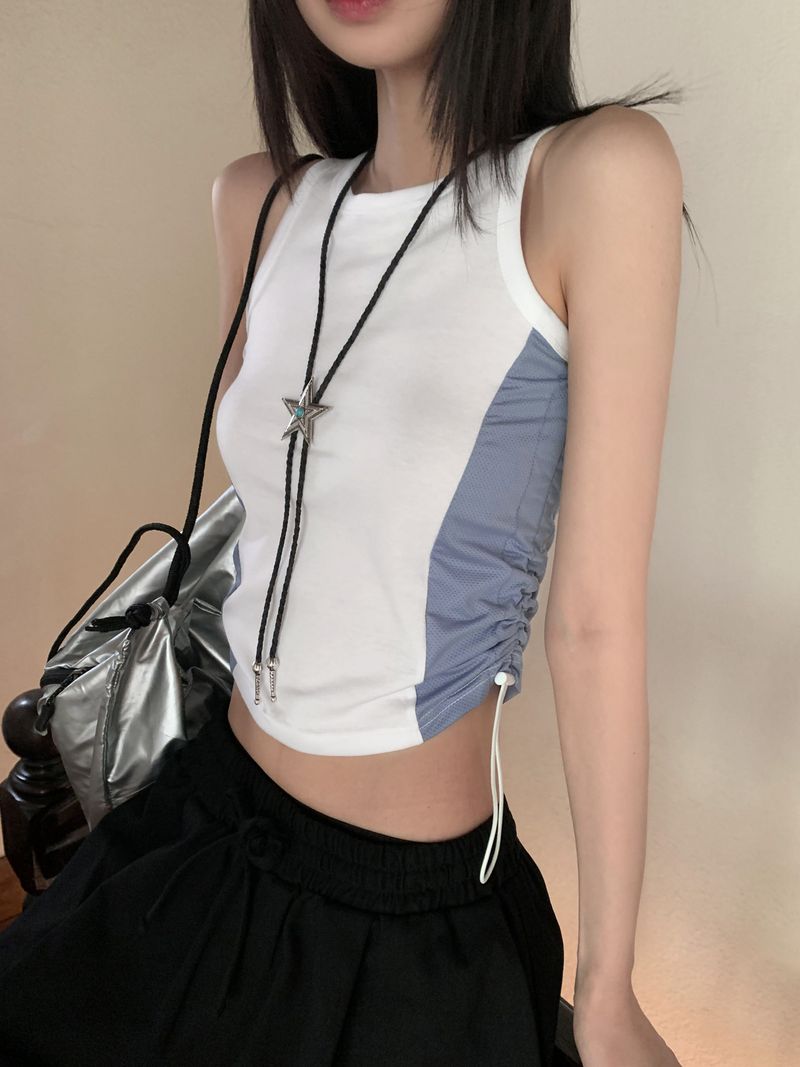 WONDER WONDER(ワンダーワンダー)の「Kocha Mesh Coloring Shirring String Sleeveless(Tops)」