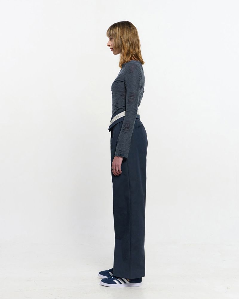 Fold Over Wide Slacks _ NAVY