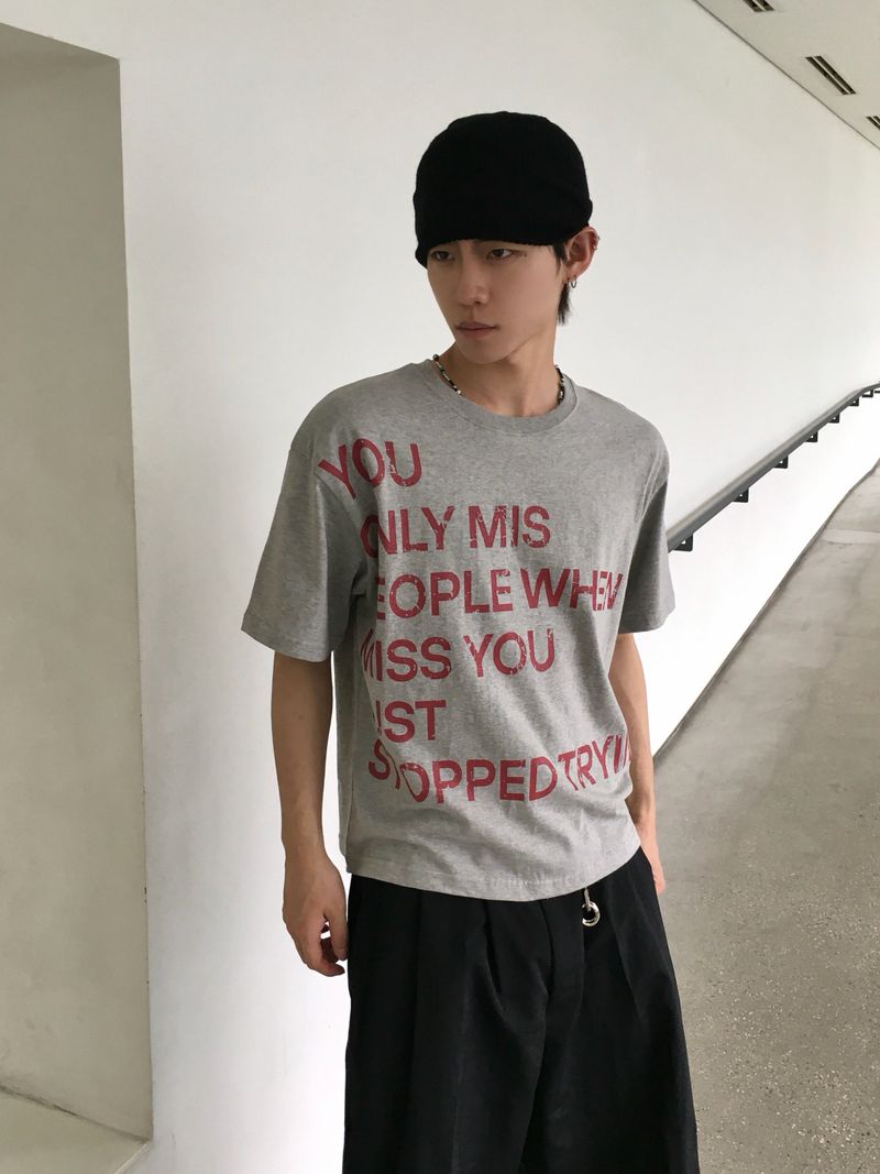 Trying Lettering Crop Short Sleeve T-shirt 4C