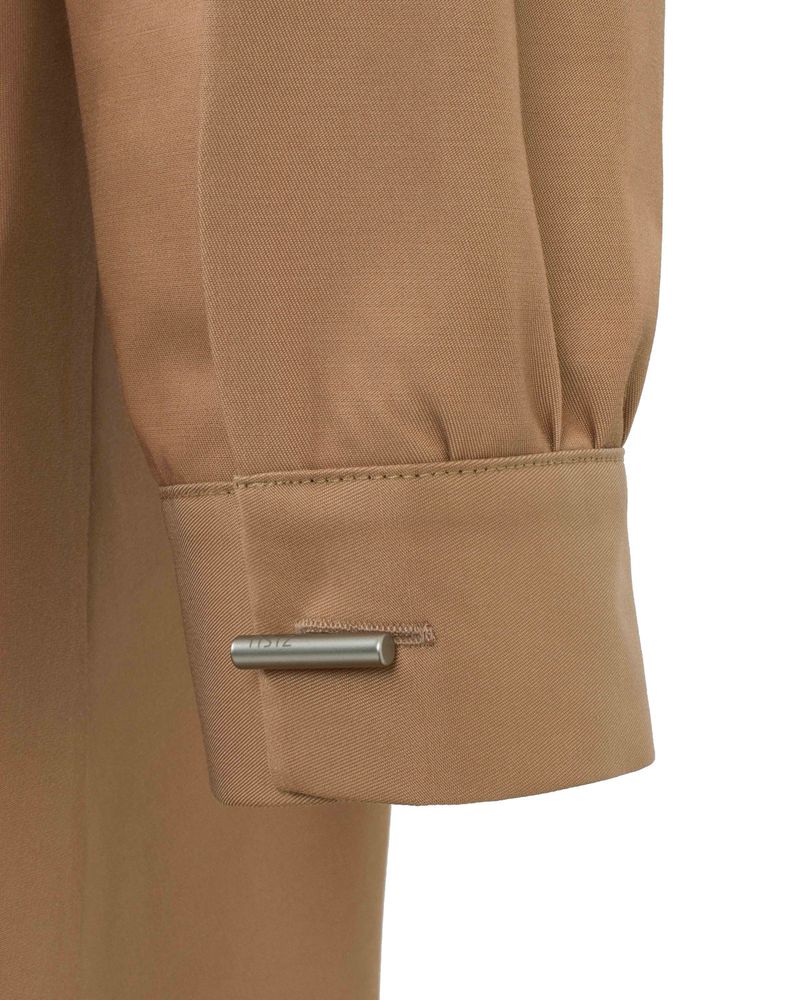 Asymmetry Draped Waterproof Coat _ Beige