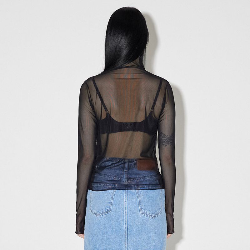 レイヤードシースルートップス / Layered See-through Top [BLACK]