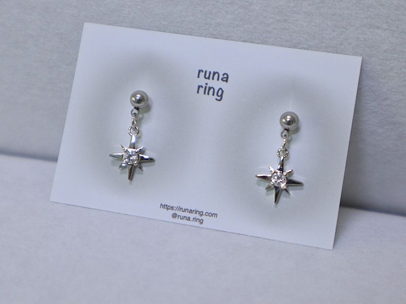 cubic square star earring