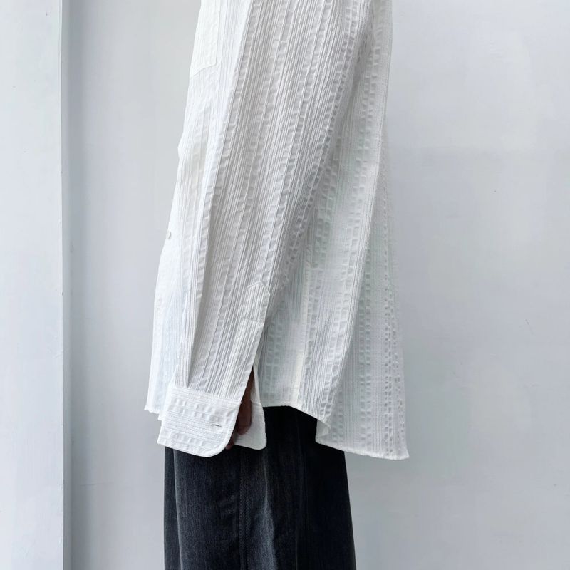 Textured Stripe Drop-Shoulder Shirt