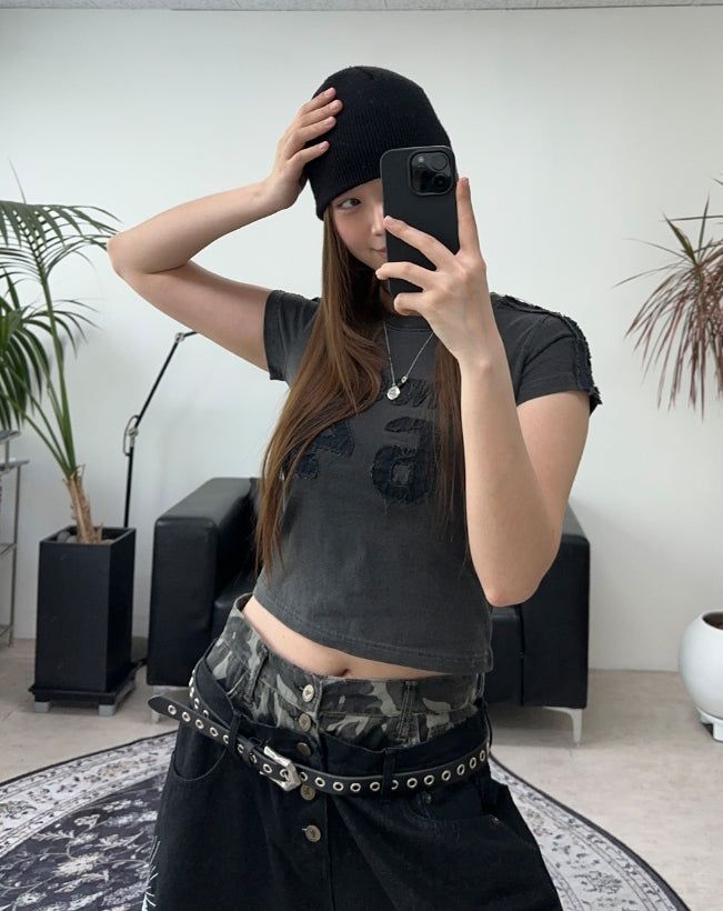 Tora Denim Tape Crop Top