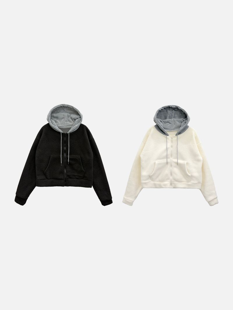 Beary Color Block Crop Hoodie (2c)