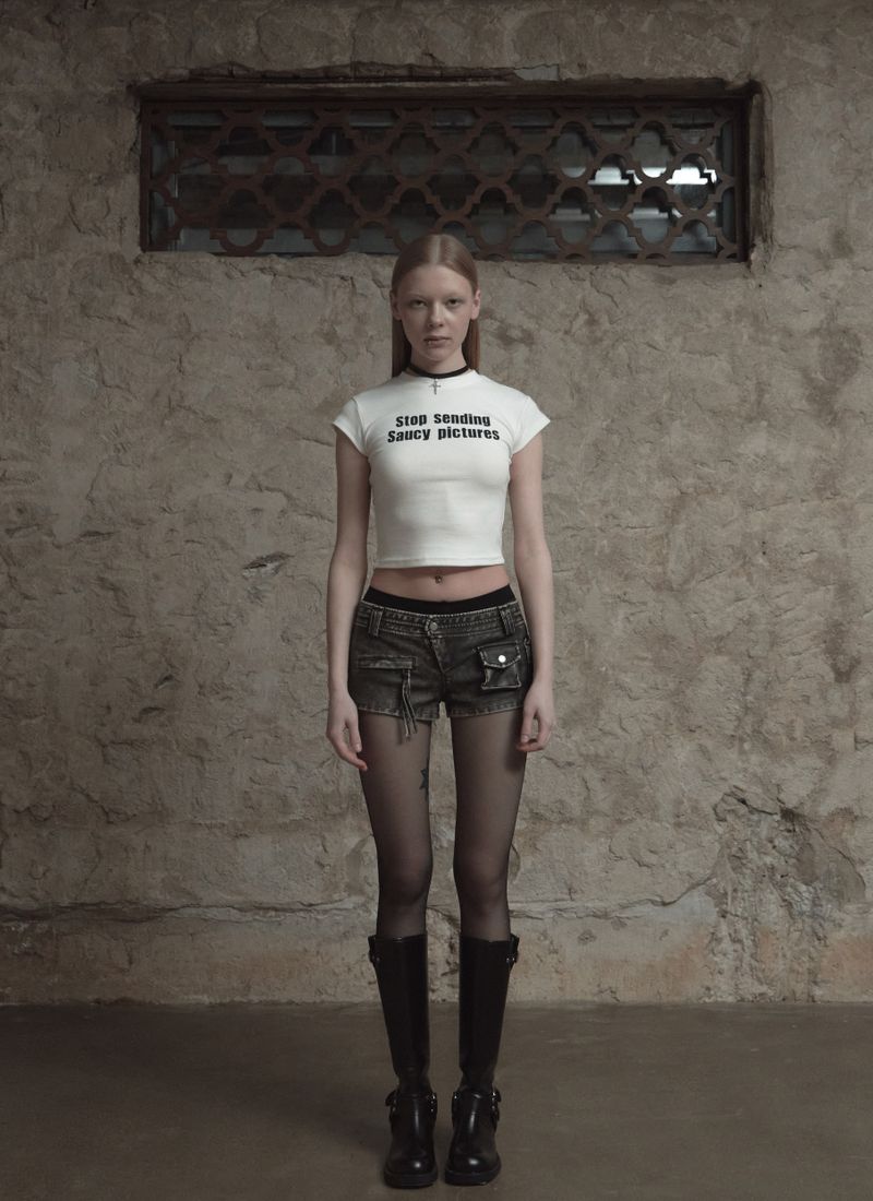Leather pocket micro shorts