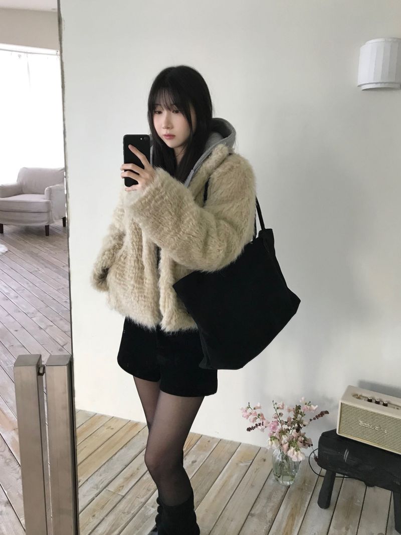 Perry High-Neck Fur Jacket (one color)