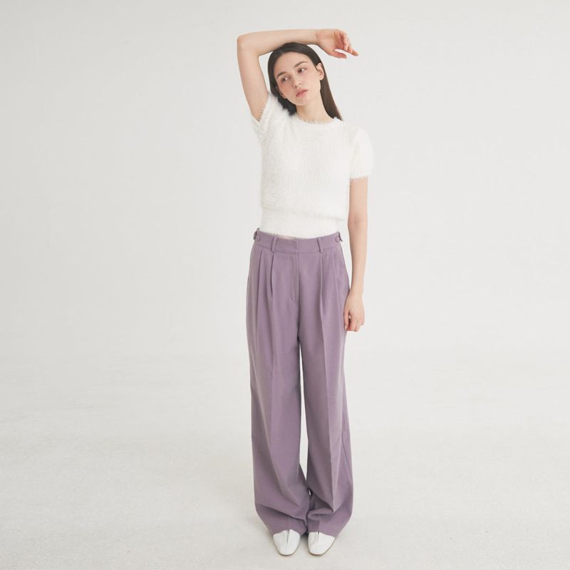 FREIHEIT(フライハイト)の「Two-Tuck Button Wide Wool Pants (Violet)(Pants)」