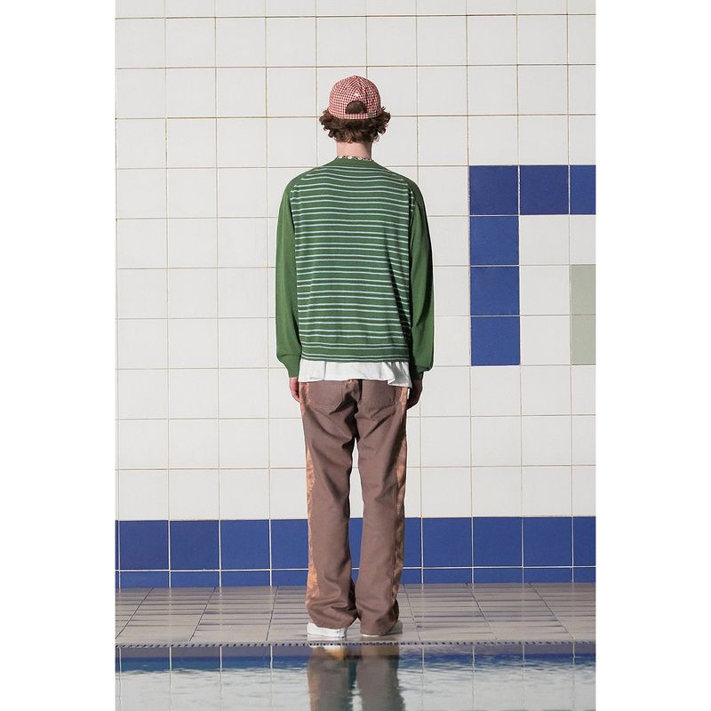 ARGYLE STRIPE CARDIGAN / GREEN