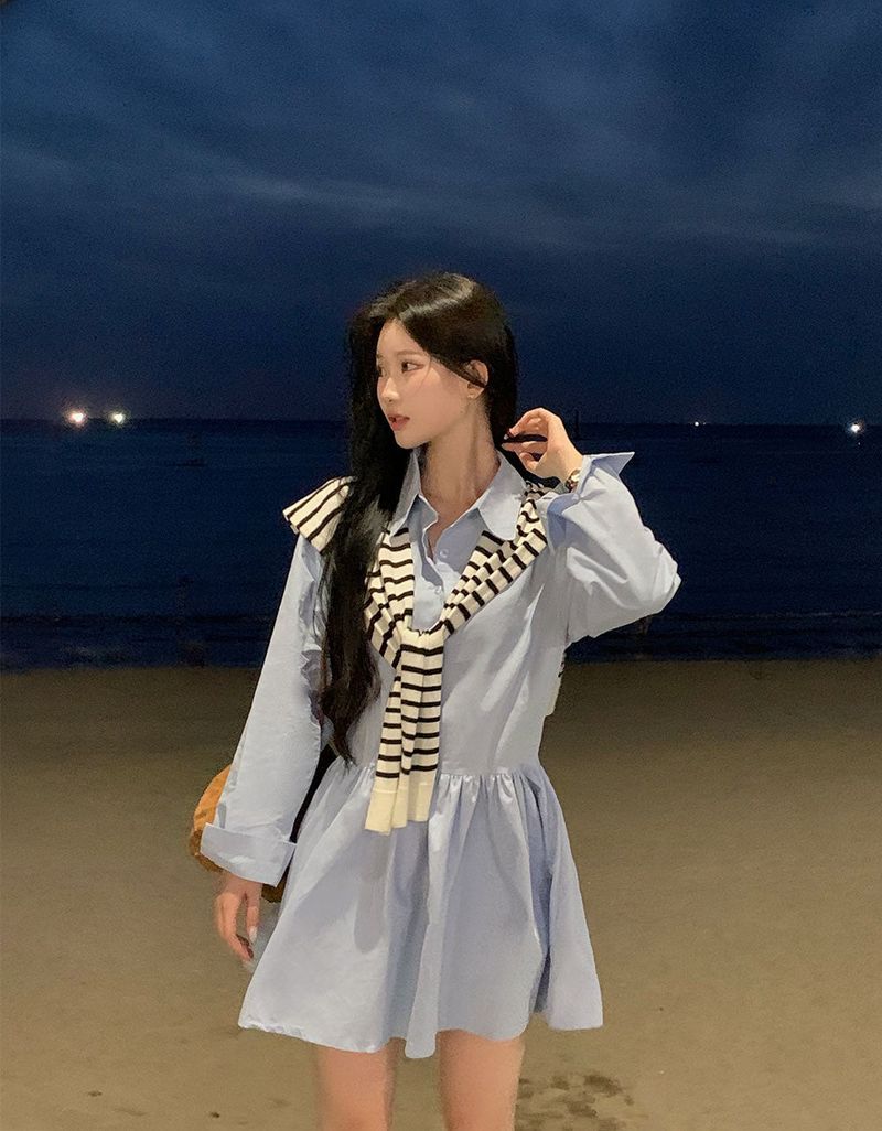 [BELLIDE MADE] FLARE SHIRT ONE PIECE