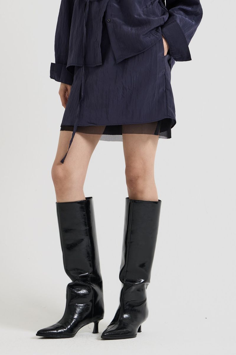 Sheer Layered Mini Skirt, Charcoal