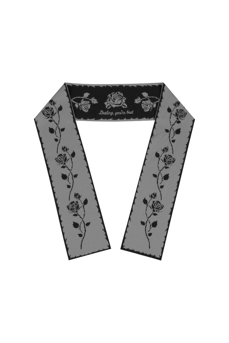 ROSE JACQUARD SCARF #BLACK