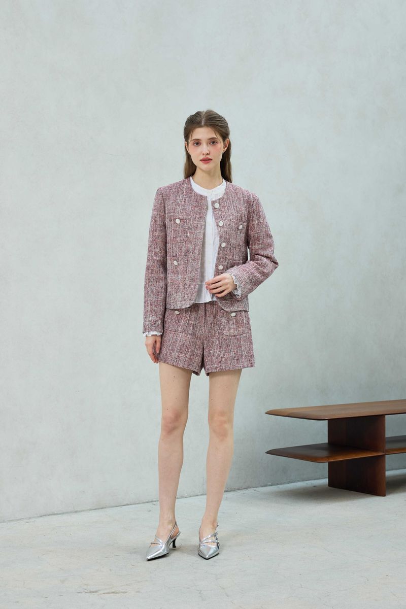 CHERISH TWEED SHORTS PANTS / RED