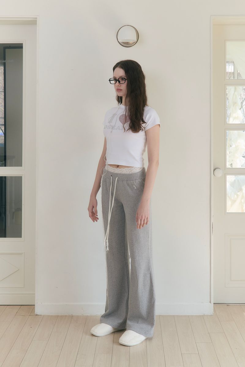 Sweet Dreams Lace Flare Pants (Gray)