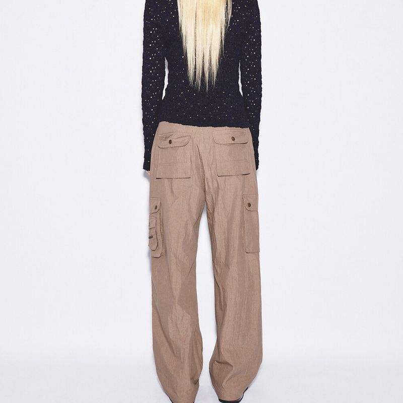 Eyelet cargo pants [brown]