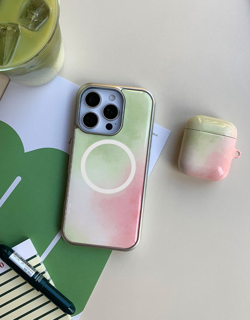[MADE] 抹茶ストロベリー シルバー エポキシ iPhone MagSafeケース」