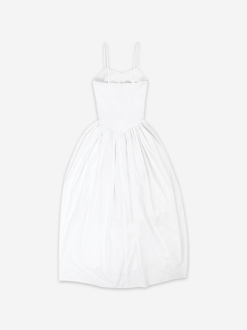 UNBALANCED SHIRRING LONG DRESS