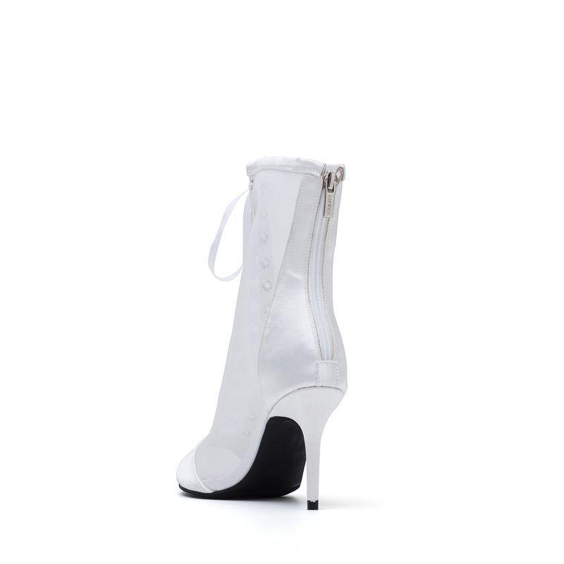 Satin See-Through Open Toe Heel(White)